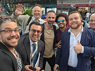 Michael with a group at an event